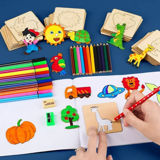 20st Montessori ritning DIY målarmallar (trä)